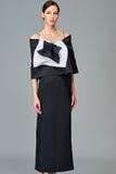 Fitted Long Dress with Off-The-Shoulder Bolero