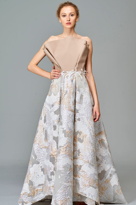 Structured Jacquard Long Dress