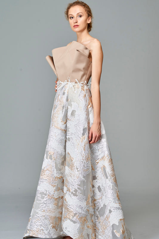 Structured Jacquard Long Dress