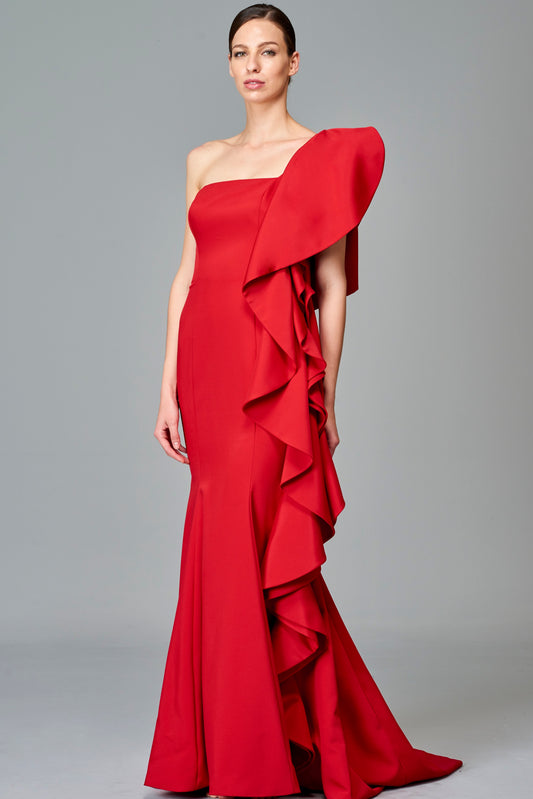 Side Ruffled Gown