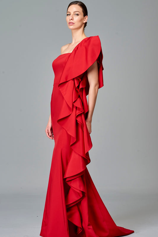 Side Ruffled Gown