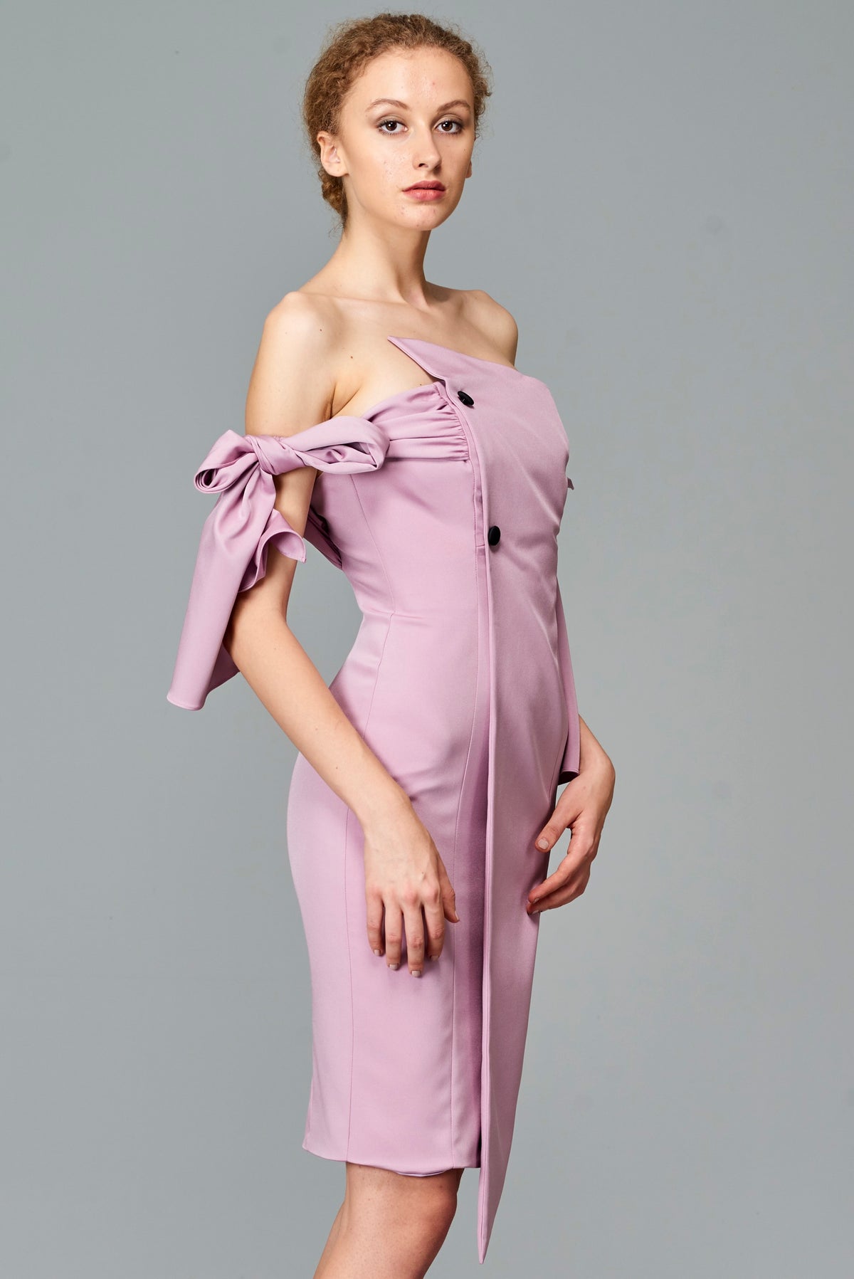 pink bow puff sleeve bodycon mini dress Sassy Shortcake Peek a Bow Dress