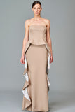 Ruffled Faille and Fil Coupe Long Dress