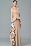 Ruffled Faille and Fil Coupe Long Dress