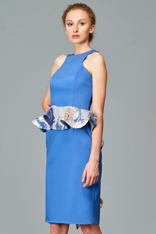 Fil Coupe Ruffled Faille Short Dress