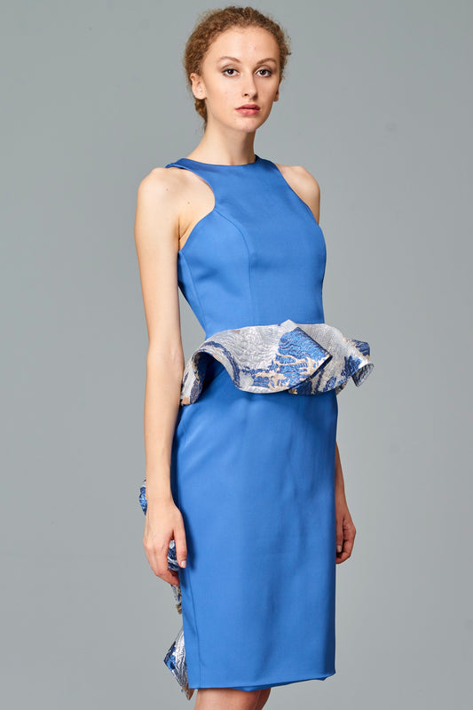 Fil Coupe Ruffled Faille Short Dress