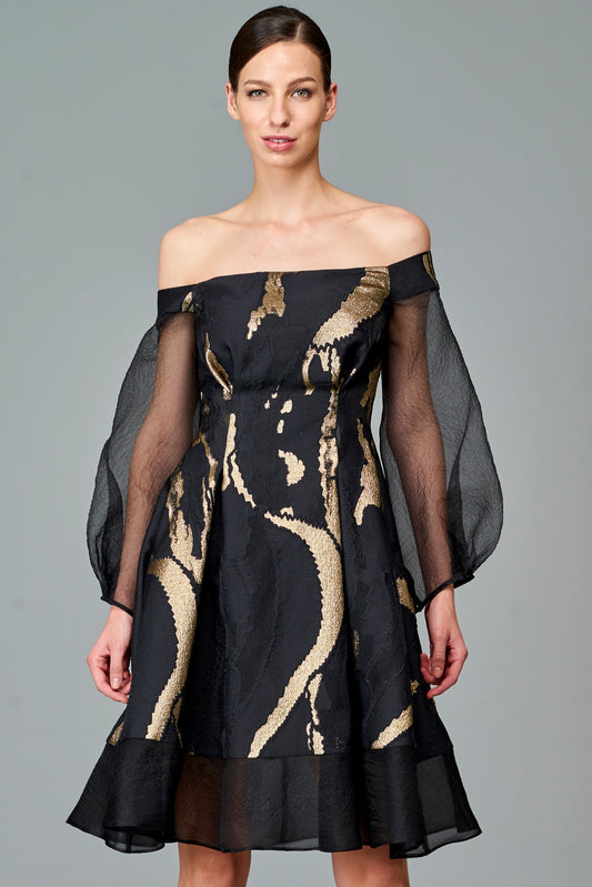 Off-Shoulder Fil-Coupe Short Dress
