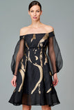 Off-Shoulder Fil-Coupe Short Dress