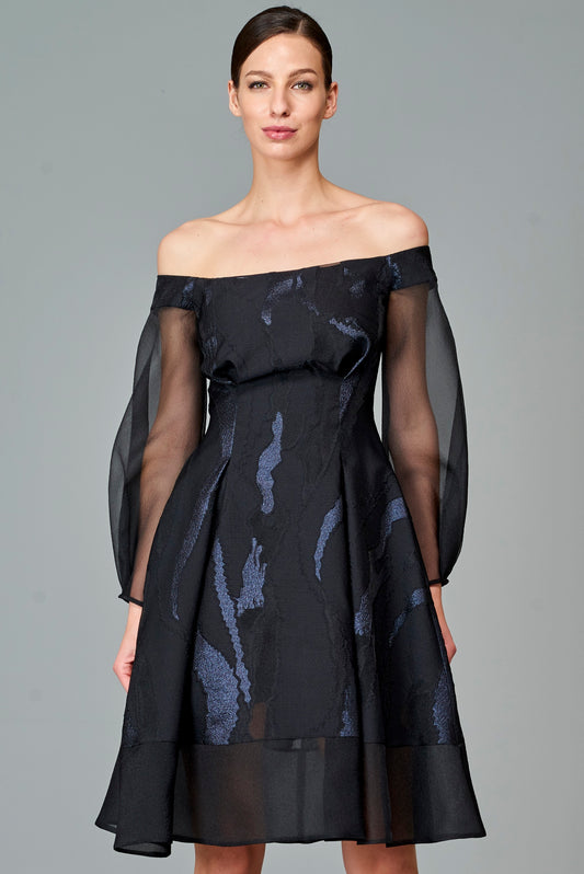 Off-Shoulder Fil-Coupe Short Dress
