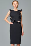Ruffled Faille Knee Length Dress