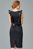 Ruffled Faille Knee Length Dress