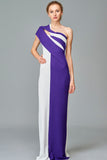 Two Toned Stretch Knit Jacquard Long Dress