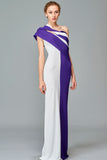 Two Toned Stretch Knit Jacquard Long Dress