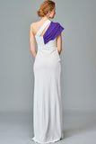 Two Toned Stretch Knit Jacquard Long Dress