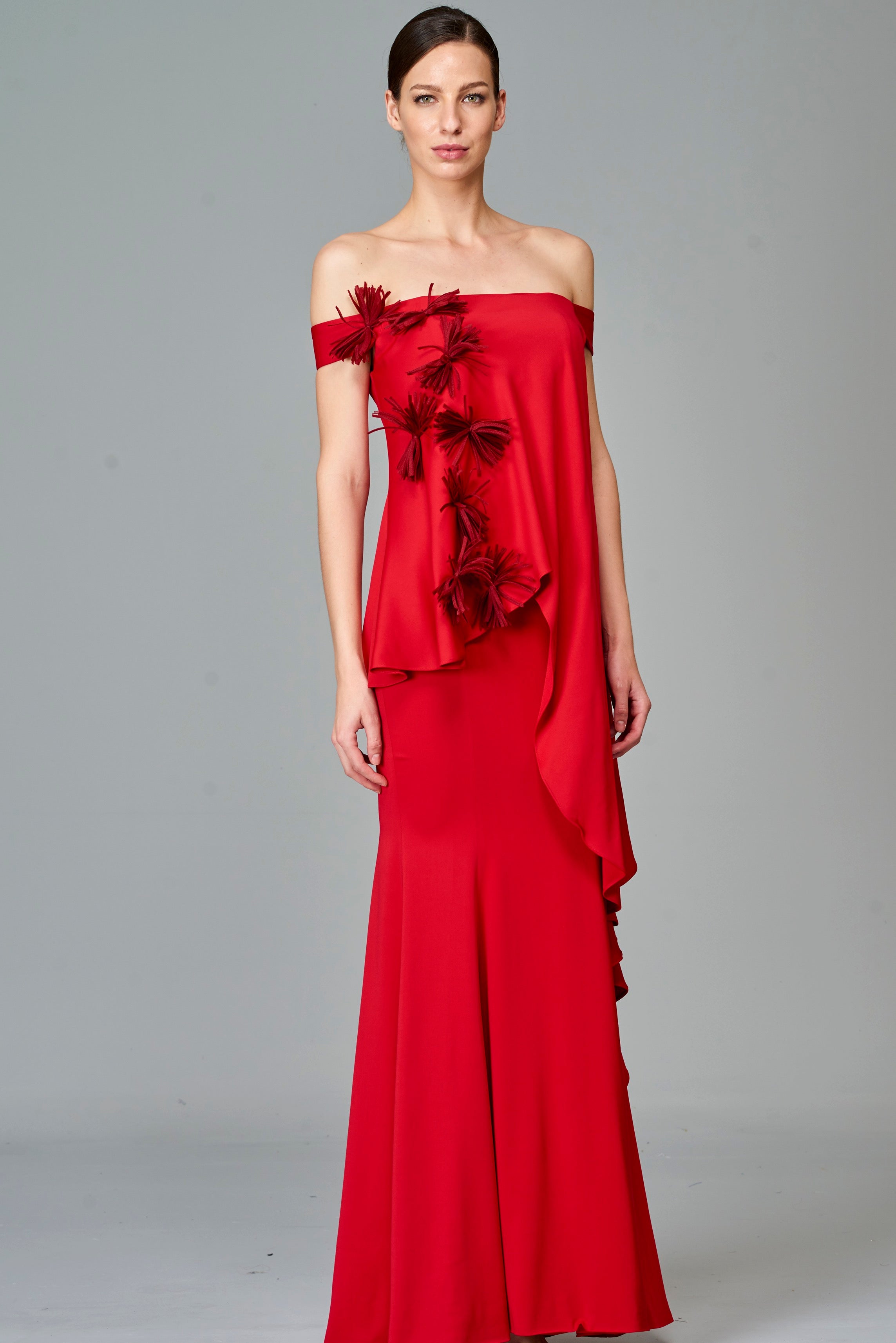 Double Viscose Gown with Appliques