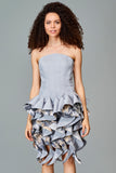 Ruffled Faille and Fil Coupe Short Dress