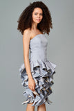 Ruffled Faille and Fil Coupe Short Dress