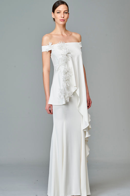Double Viscose Gown with Appliques
