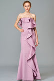 Ruffled Strapless Long Dress