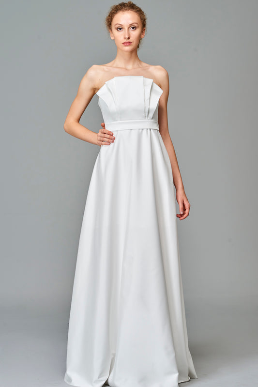 Pleated Neckline Gown