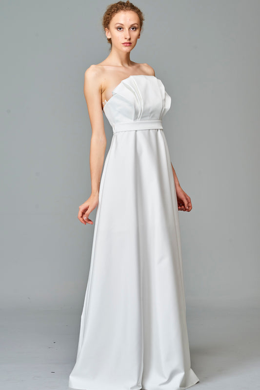 Pleated Neckline Gown