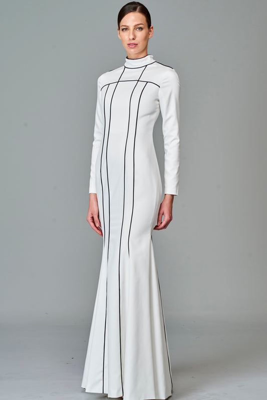 Piping Detailed Long Dress