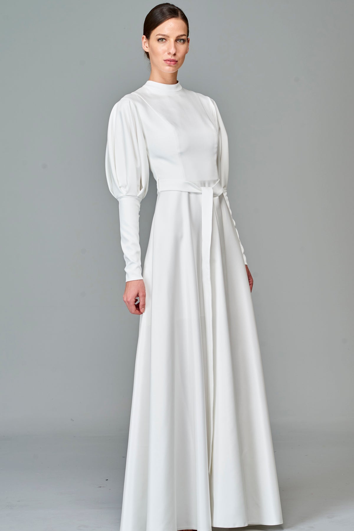 Ruffled Balloon Sleeve Dress