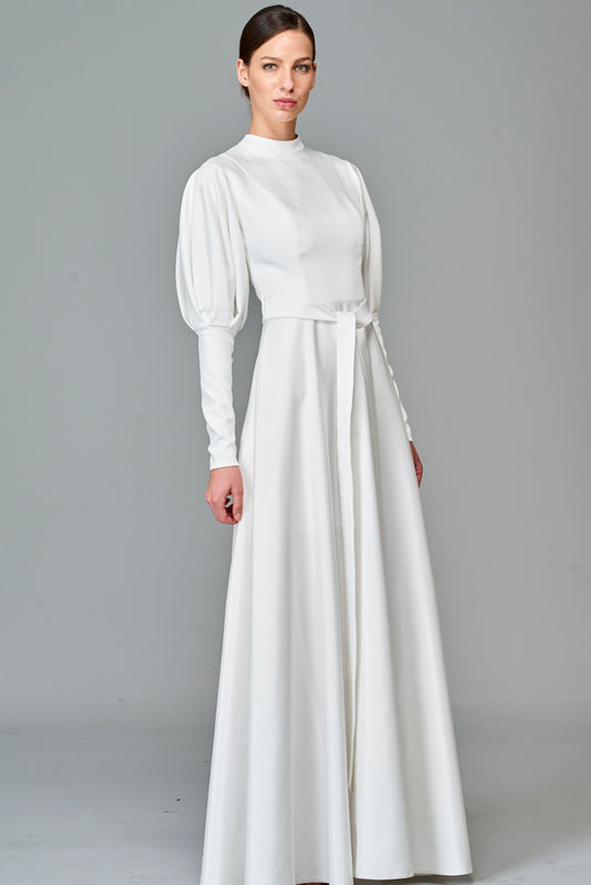 Ruffled Balloon Sleeve Dress