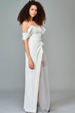 Draped Sleeve Double Viscose and Organza Dress