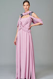 Draped Viscose and Jacquard Long Dress
