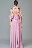 Draped Viscose and Jacquard Long Dress