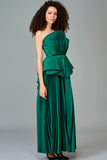 Pleated Taffeta Gown