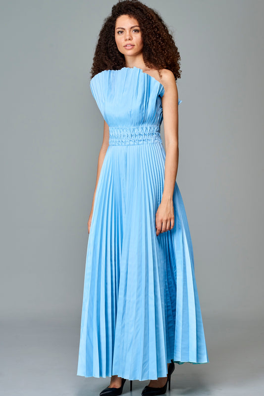 Pleated Taffeta Gown