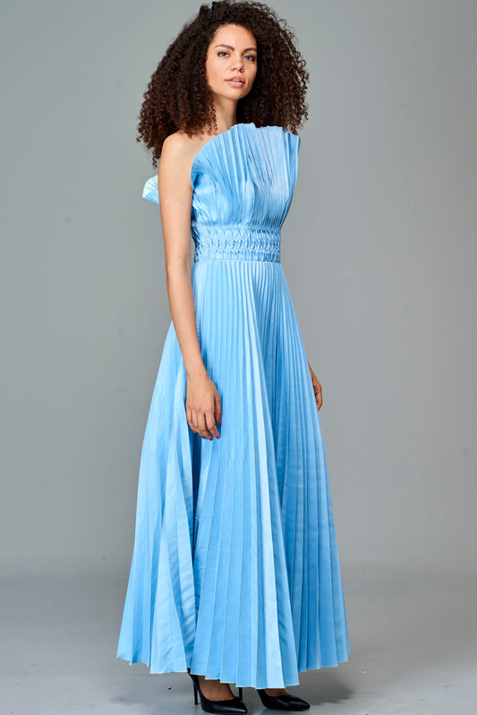 Pleated Taffeta Gown