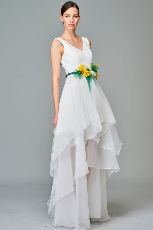 Layered Organza and Viscose Gown