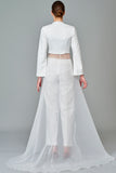 Crop Jacket with Organza Overskirt with Classic Pant