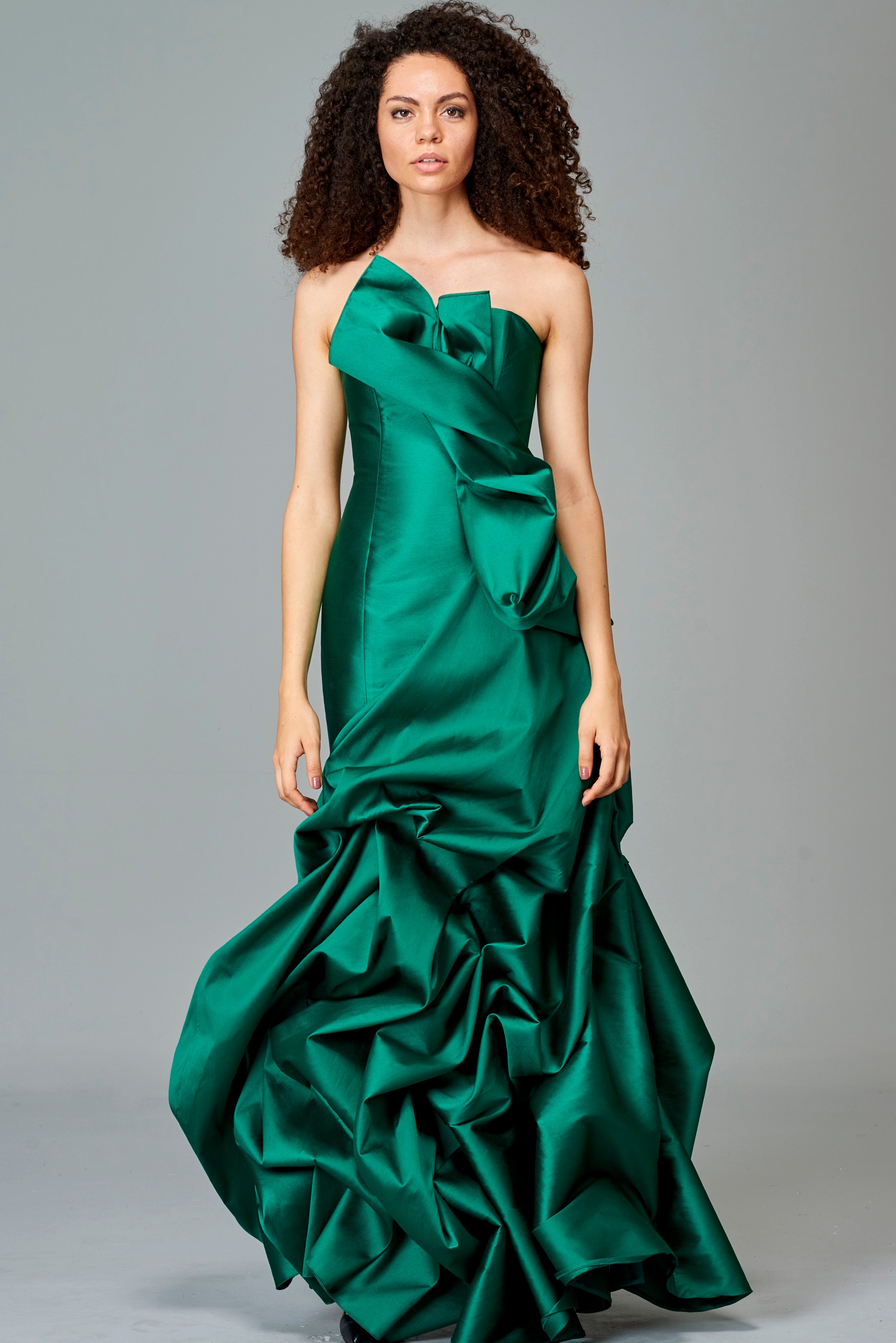 green taffeta dress Draped Taffeta Gown – John Paul Ataker