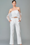 Organza Crop Top with Classic Pant