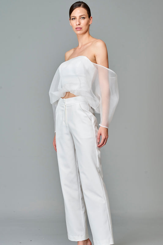 Organza Crop Top with Classic Pant