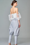 Organza Crop Top with Pleated Faille Shalwar