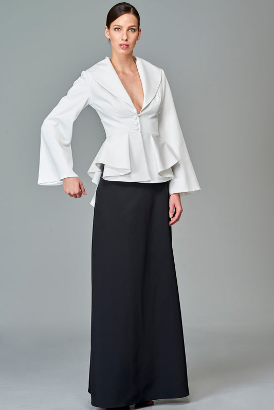 Structured Peplum Jacket with A-Line Long Skirt