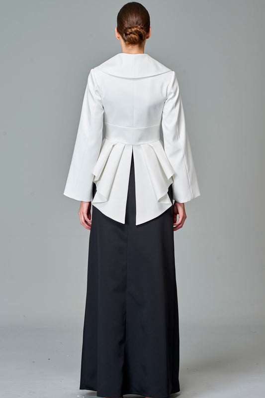 Structured Peplum Jacket with A-Line Long Skirt