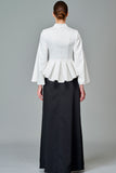 Ruffled Jacket with A-Line Long Skirt