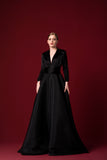 Stretch Satin Viscose and Organza Long Dress